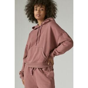Lucky Brand Mauve Fleece Hoodie Medium Cozy Pullover Sweatshirt Lounge Casual